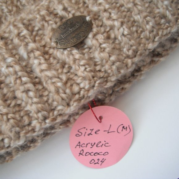 Hand Knitted Hat Toque Adult Size - L(M)  Acrylic Beige- 024 Hand knit by me - Picture 8 of 8